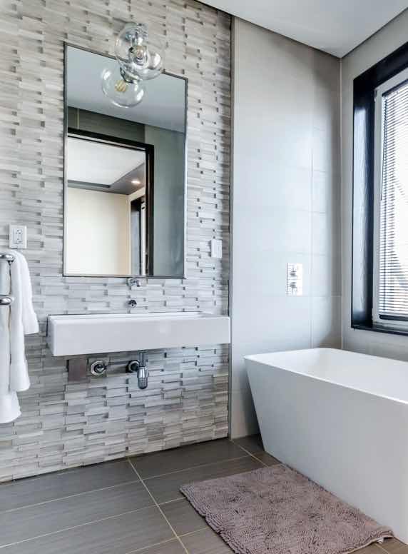 Modern home interior | Bathroom, brick, sunlight