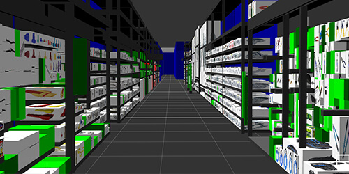 View of a Lowe's Home Improvement store's Digital Twin.